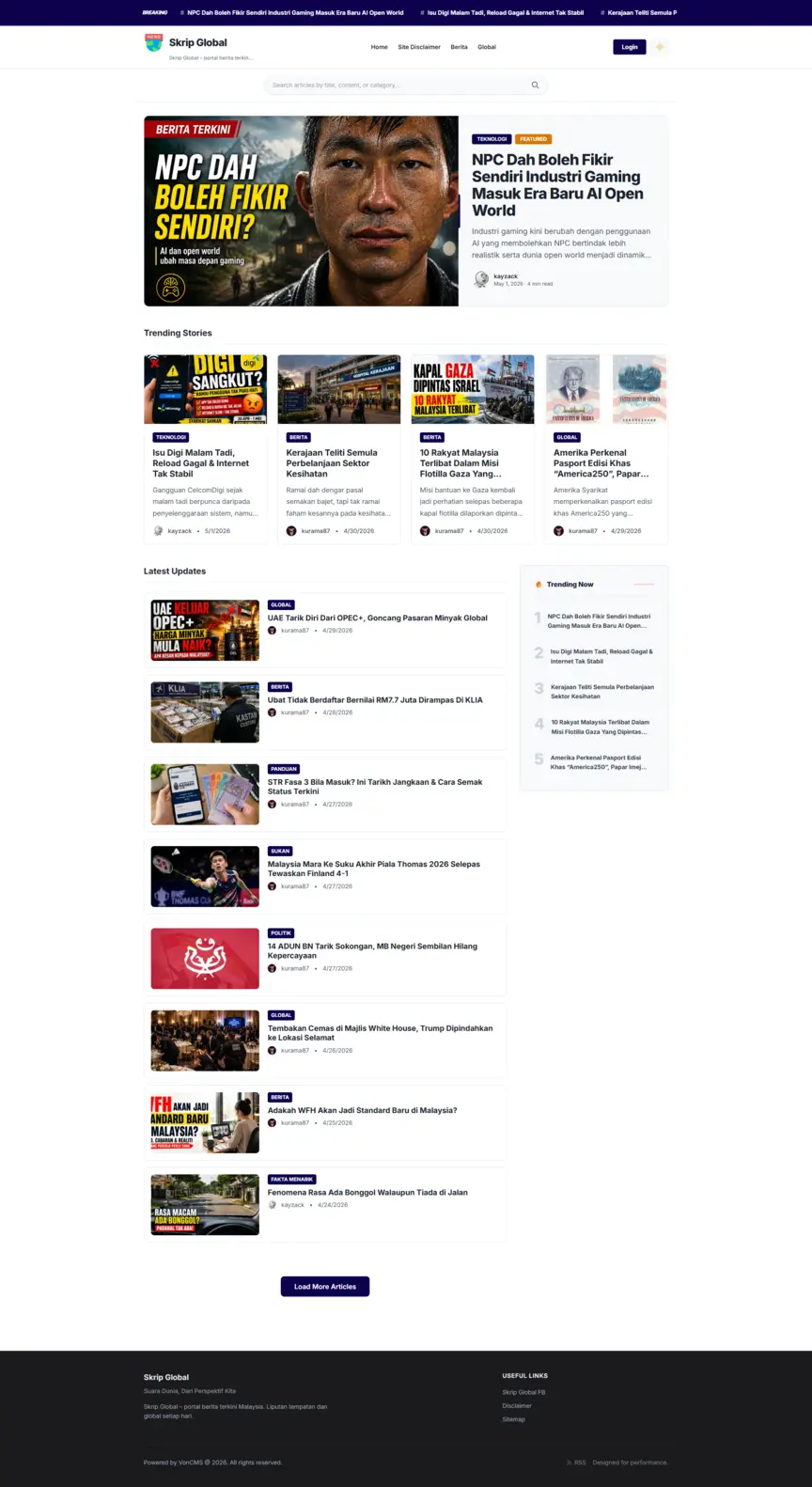 VonCMS Dashboard