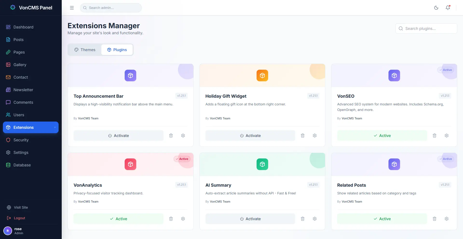 VonCMS Extensions